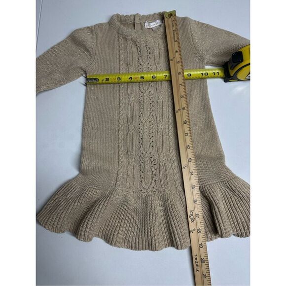 Maggie & Zoe Girls Knit Rushed Sweater Dress Gold Tan Size 3T Cotton Blend - Picture 7 of 9